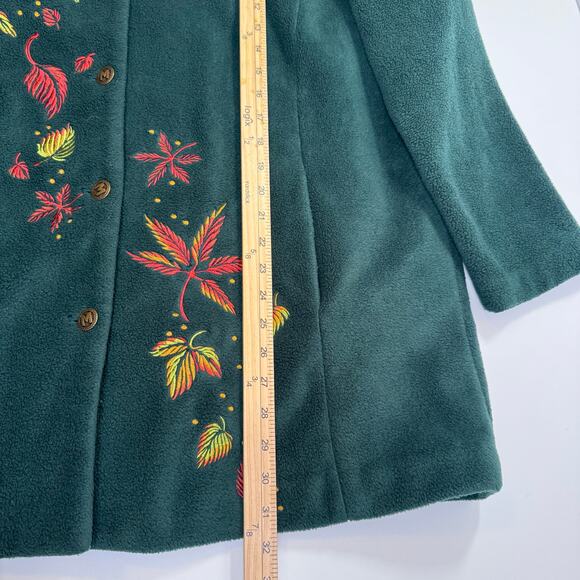 Bob Mackie Wearable Art Green Fall Leaves Womens Jacket Sweater Cottagecore 1X - Picture 5 of 11